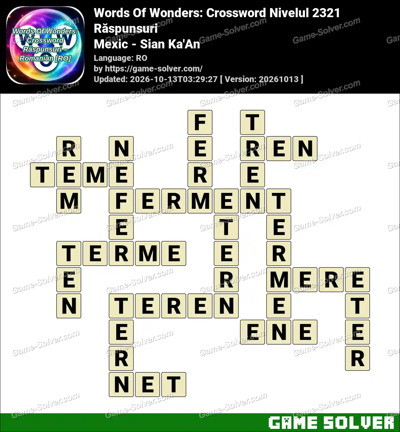 Words Of Wonders: Crossword Nivelul 2321 Răspunsuri – Mexic – Sian Ka’An